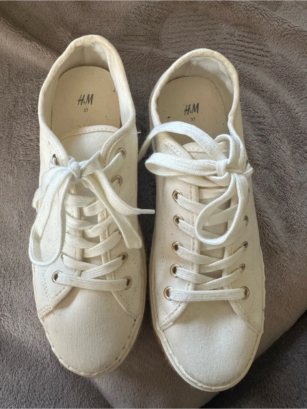 H&M Cream Canvas Platform Espadrille Sneakers